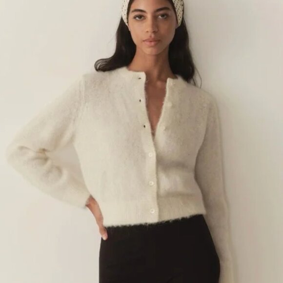 Doen Sweaters - Doen Lilette Alpaca-Blend Knit Cardigan Sea Salt L NWT